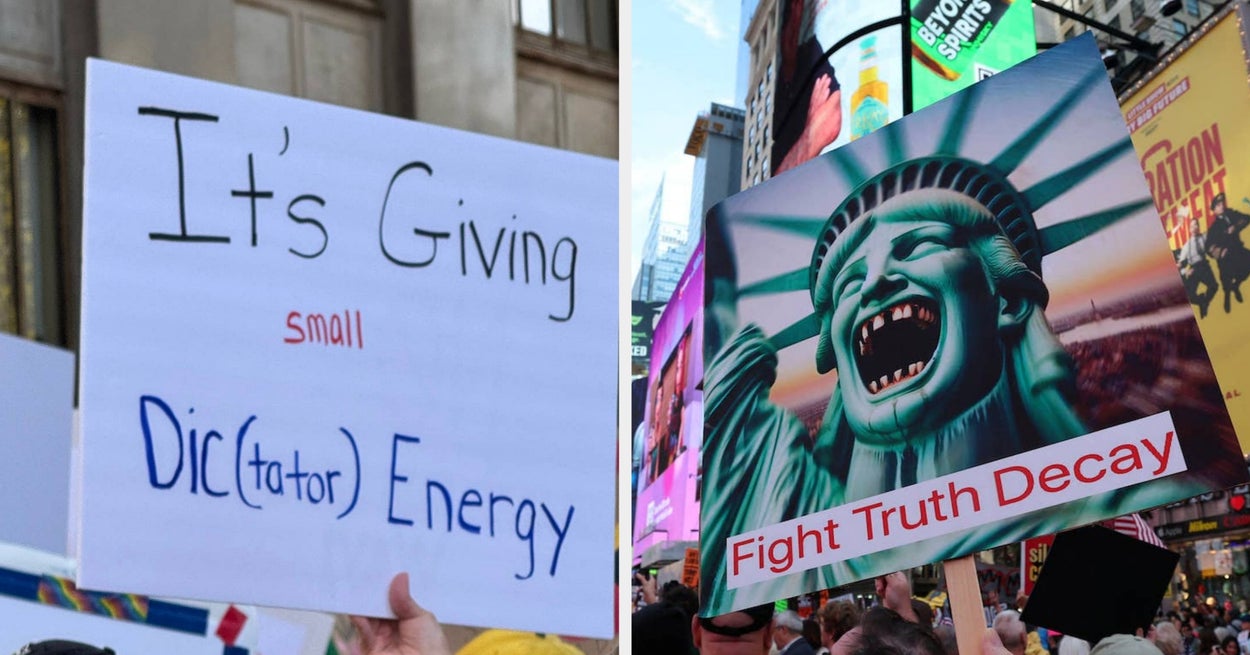 These 23 Signs From The "No Kings" Protests Are So Clever They Should Be Framed