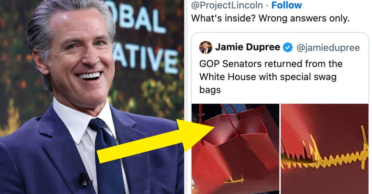 Gavin Newsom's 3-Word Response To Trump's Republican Goodie Bags Is Going Massively Viral